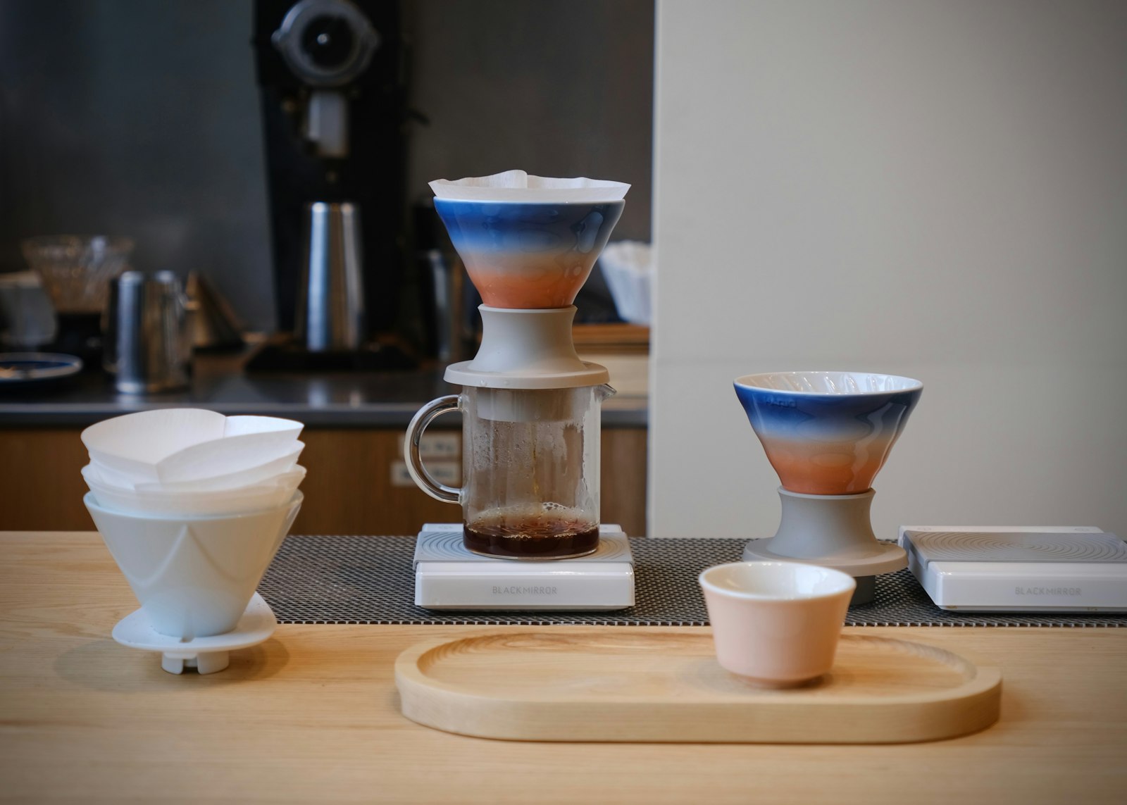 The brew bar, set up for the morning