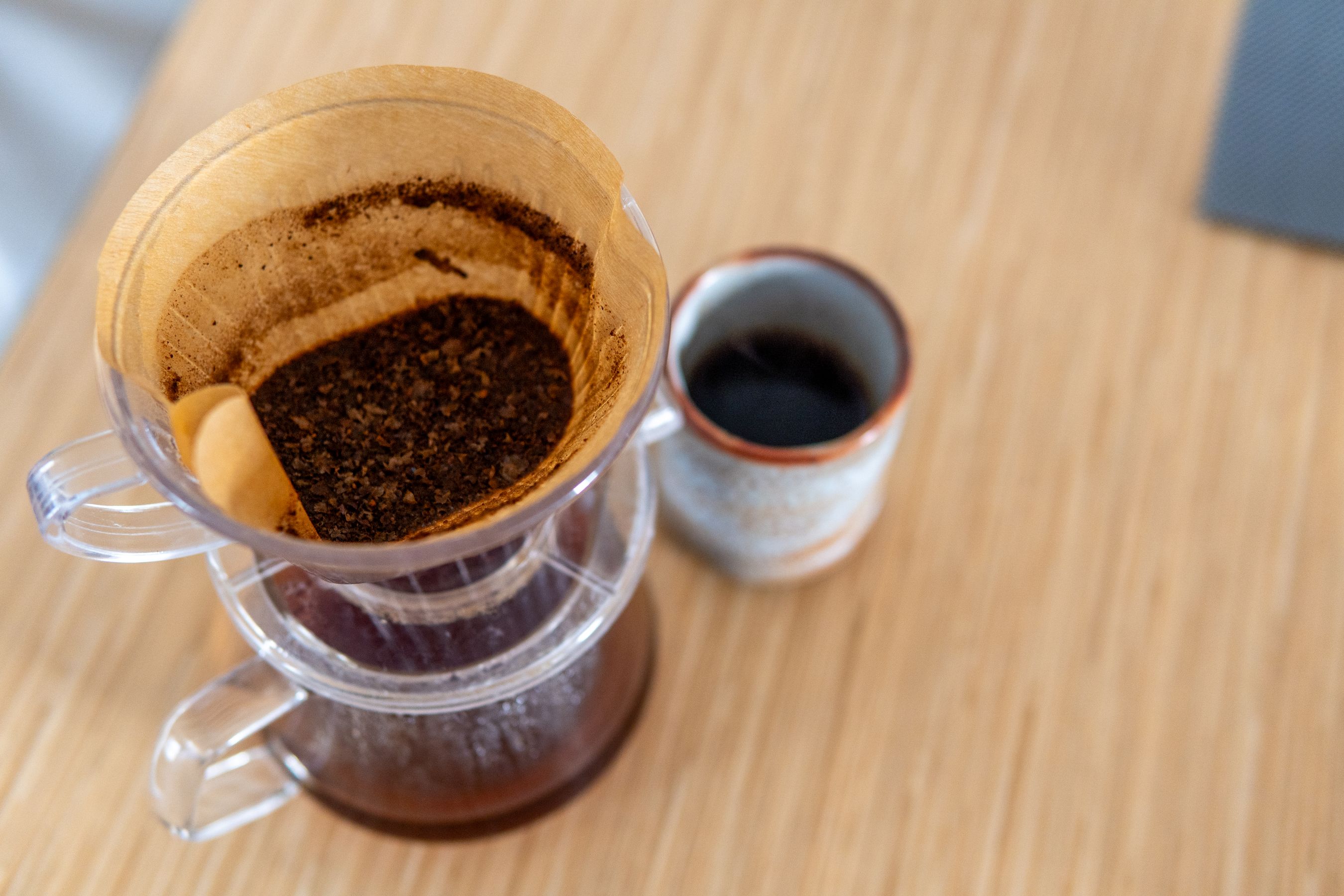 Pour-over brewing at the bar